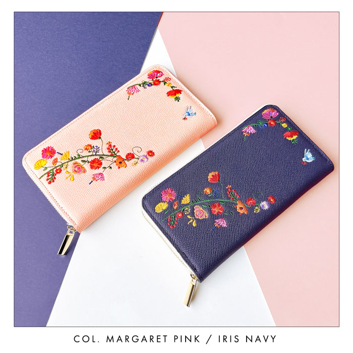 【財布の百貨店公式】 本革 花刺繡 長財布 財布 ラウンド型ファスナー レディース カード収納【WL-R1-S2】【安心の返品保証付き】
