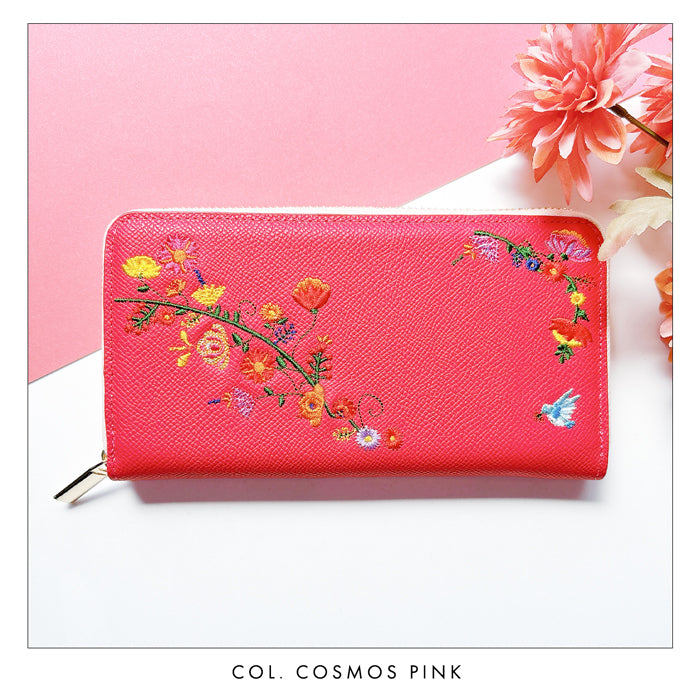 【財布の百貨店公式】 本革 花刺繡 長財布 財布 ラウンド型ファスナー レディース カード収納【WL-R1-S2】【安心の返品保証付き】