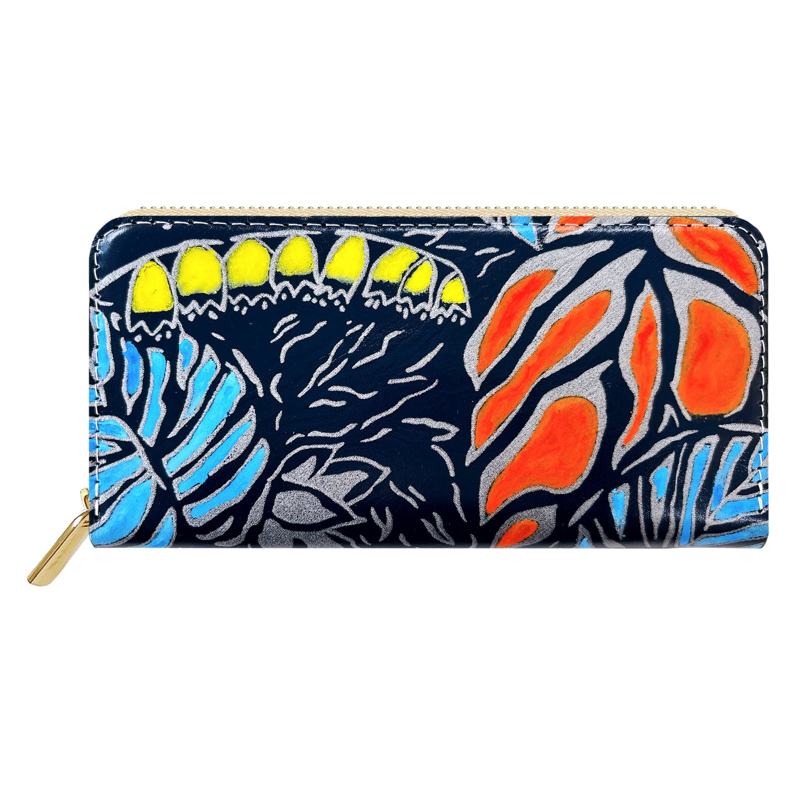 【財布の百貨店公式】 ハワイアン柄 長財布 本革 財布 ラウンド型ファスナー レディース メンズ 大容量 カード収納【安心の返品保証付き】