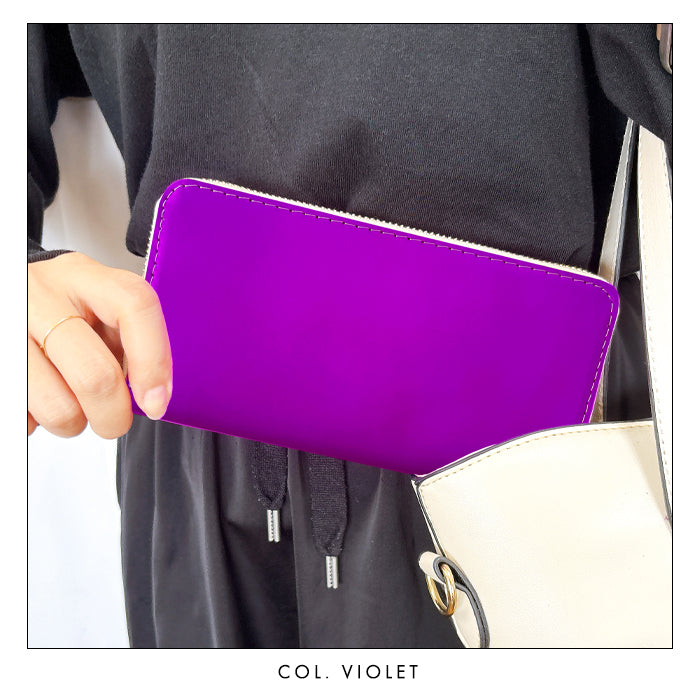 【財布の百貨店公式】 ネオンカラー 長財布 本革 財布 ラウンド型ファスナー レディース メンズ 大容量 カード収納 蛍光カラー【安心の返品保証付き】