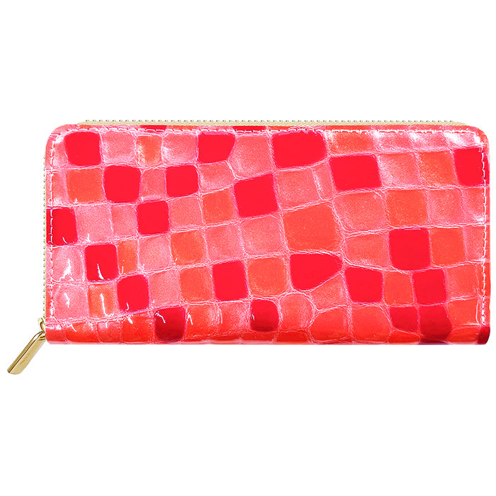 【財布の百貨店公式】 本革 ちょっと上品なステンドグラス 蛇腹 カードポケット付き 財布 長財布 レディース ラウンド型ファスナー【安心の返品保証付き】