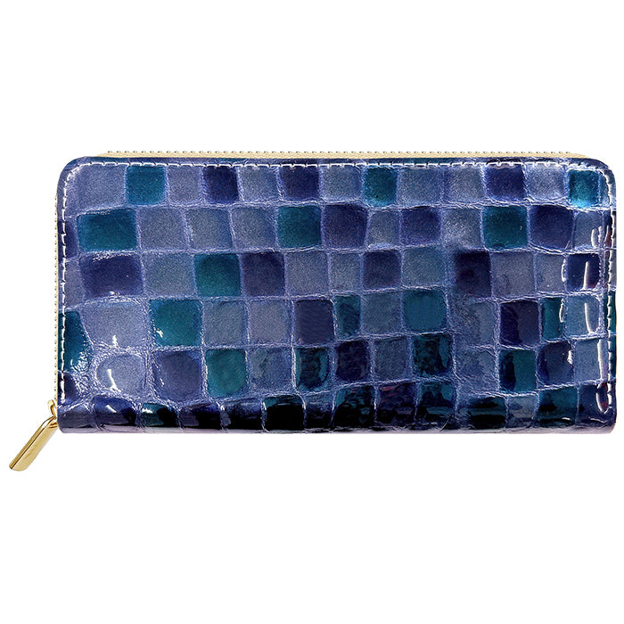 【財布の百貨店公式】 本革 ちょっと上品なステンドグラス 蛇腹 カードポケット付き 財布 長財布 レディース ラウンド型ファスナー【安心の返品保証付き】