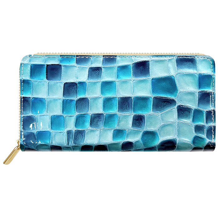 【財布の百貨店公式】 本革 ちょっと上品なステンドグラス 蛇腹 カードポケット付き 財布 長財布 レディース ラウンド型ファスナー【安心の返品保証付き】