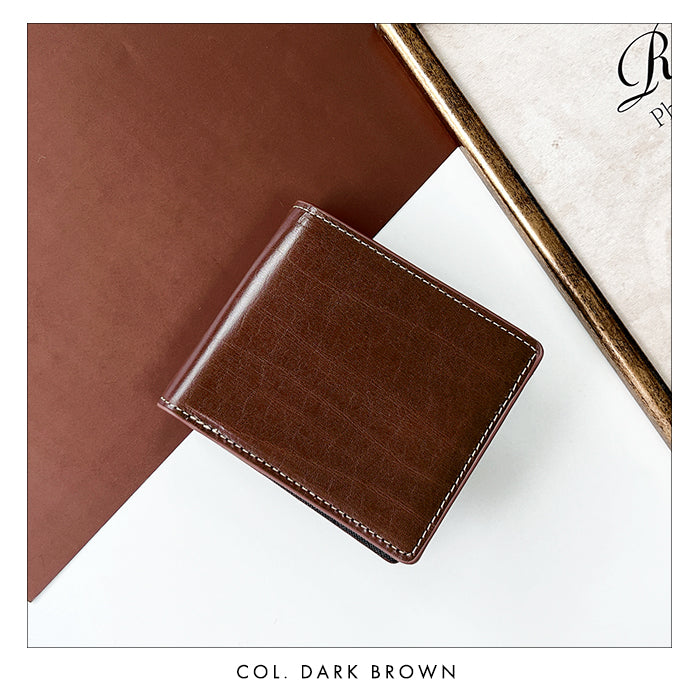 【財布の百貨店公式】 本革 上品な紳士レザー二つ折り財布 メンズ カード収納 小銭入れ コインケース付き サイフ ウォレット 薄型 コンパクト 【WM-D1-07】 【安心の返品保証付き】