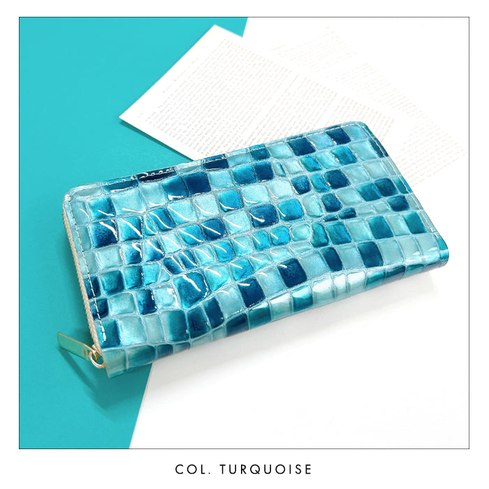 【財布の百貨店公式】 本革 ちょっと上品なステンドグラス 蛇腹 カードポケット付き 財布 長財布 レディース ラウンド型ファスナー【安心の返品保証付き】