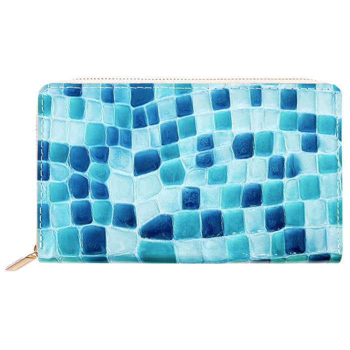 【財布の百貨店公式】 通帳も入る長財布 ちょっと上品なステンドグラス マルチケース 本革 パスポート 母子手帳 ケース 大容量 多機能 ラウンドファスナー レディース 型押し エナメル【安心の返品保証付き】