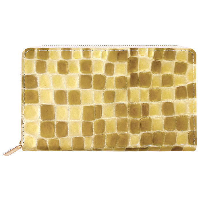 【財布の百貨店公式】 通帳も入る長財布 ちょっと上品なステンドグラス マルチケース 本革 パスポート 母子手帳 ケース 大容量 多機能 ラウンドファスナー レディース 型押し エナメル【安心の返品保証付き】