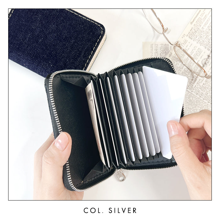 【財布の百貨店公式】 児島デニム 蛇腹シンプル財布 ラウンド型ファスナー 蛇腹式 カード入れ 岡山デニム 日本製 【安心の返品保証付き】