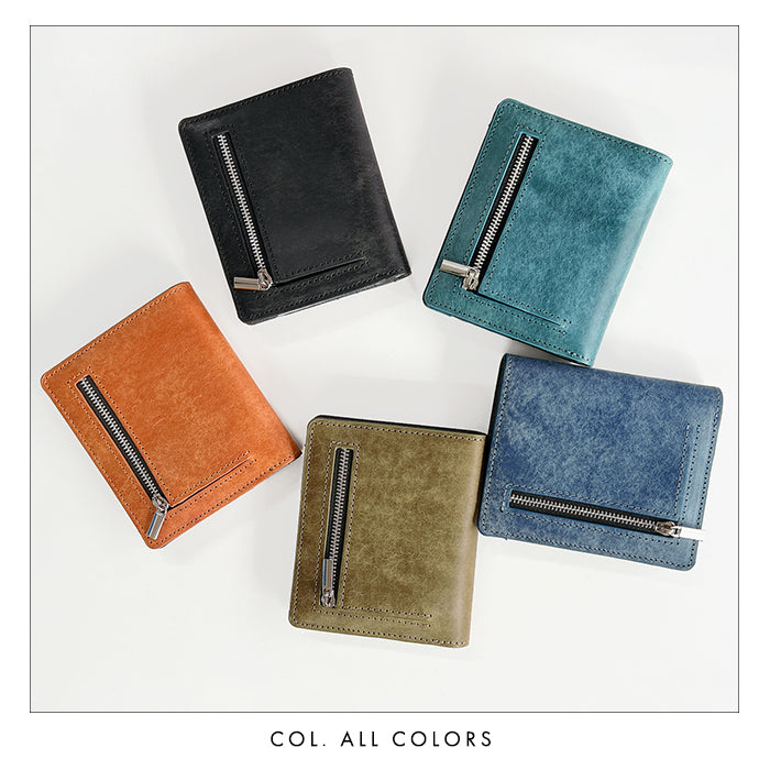 【財布の百貨店公式】 本革 レザリア スリム二つ折り財布 メンズ レディース カード収納 小銭入れ コインケース付き サイフ ウォレット 薄型 コンパクト 【WM-D3-02】 【安心の返品保証付き】