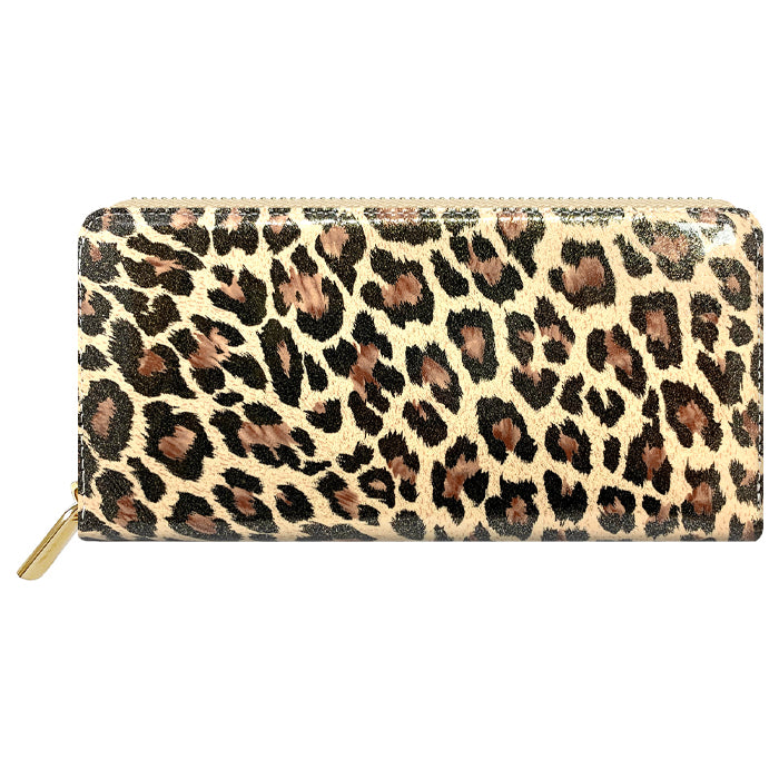 財布の百貨店公式】 長財布 エナメル ヒョウ柄 レディース 本革 財布