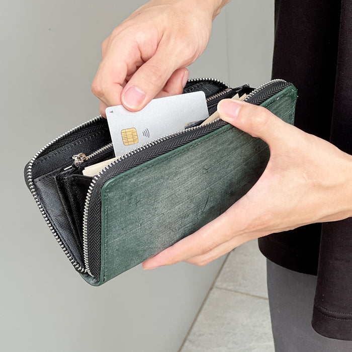 【財布の百貨店公式】 イギリス製 ブライドルレザー 財布 本革 長財布 メンズ ラウンド型ファスナー 英国 ブルーム ｜英国伝統の気品と風格 ブライドルレザーの極上ウォレット 【安心の返品保証付き】