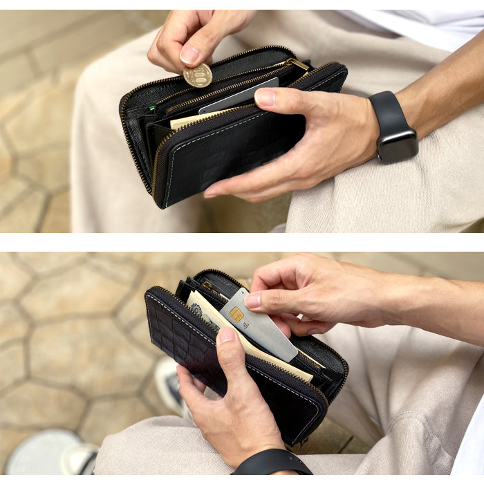 レザー クロコダイル風 サイフ 財布の百貨店公式】 財布 クロコダイル風 型押し 本革 長財布