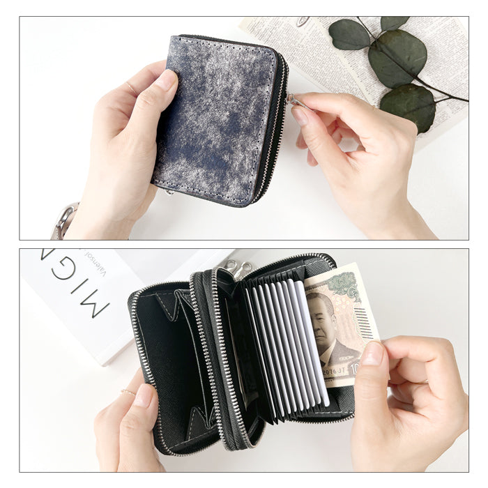 財布の百貨店公式】 蛇腹 ダブルファスナー 財布 イタリア産 本革