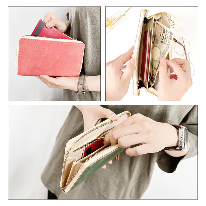 【財布の百貨店公式】 通帳も入る長財布 イタリア製 本革 マヤベリー マルチケース 本革 パスポート 母子手帳 ケース 大容量 多機能 ラウンドファスナー レディース メンズ イタリアンレザー 【安心の返品保証付き】