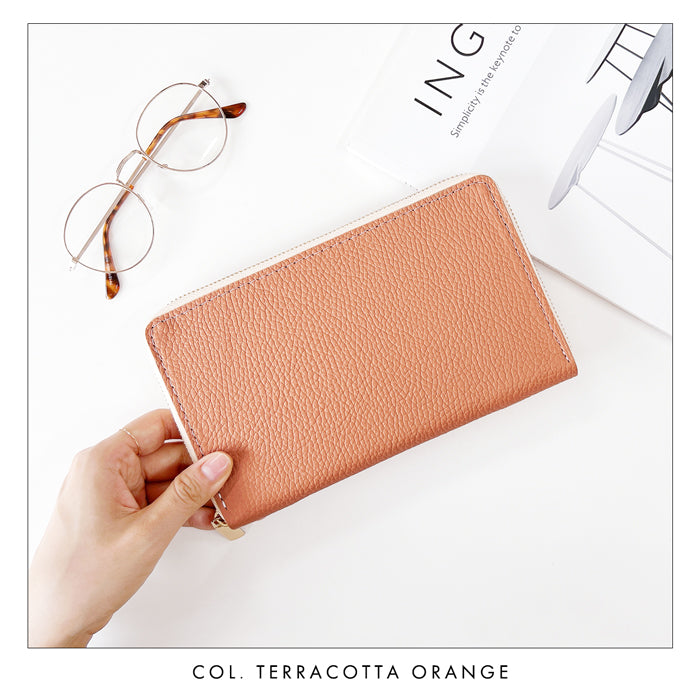 【財布の百貨店公式】 通帳も入る長財布 ニュアンスカラー マルチケース 本革 パスポート 母子手帳 ケース 大容量 多機能 ラウンドファスナー レディース 【安心の返品保証付き】