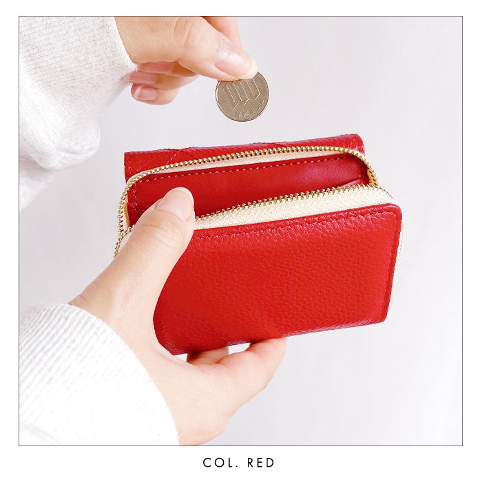 【財布の百貨店公式】 本革 キルティング 三つ折り財布 レディース カード収納 小銭入れ コインケース付き サイフ ウォレット 革 レザー 【WM-T1-04】【安心の返品保証付き】