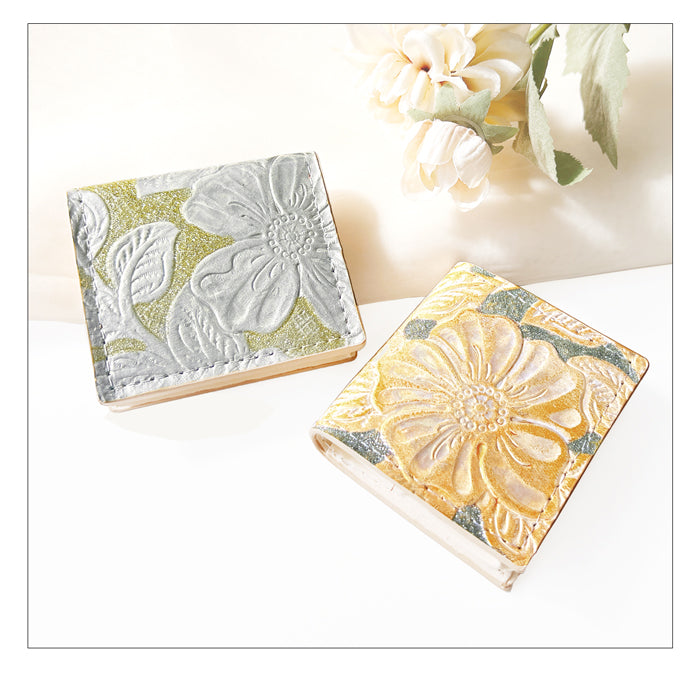 【財布の百貨店公式】ボックス型 コインケース  本革 ラメフラワー 型押し 小銭入れ レディース 革 コンパクト スリム 薄型 【安心の返品保証付き】