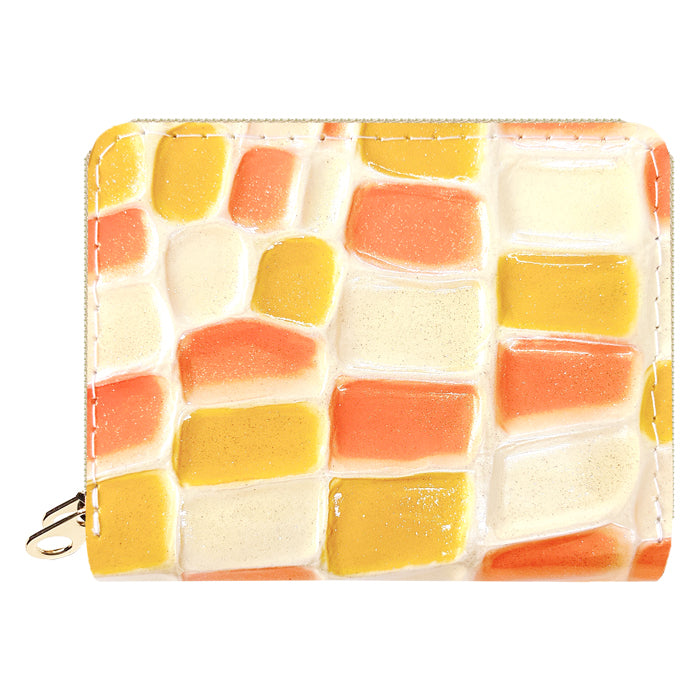 【財布の百貨店公式】 蛇腹 ダブルファスナー 財布 ステンドグラス 本革 カード収納 ミニ財布 小さい財布 使いやすい 牛革 革財布 ラウンド型財布 エナメル レディース 【安心の返品保証付き】