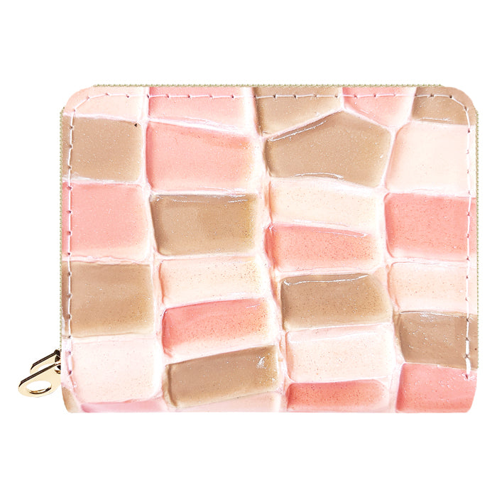 【財布の百貨店公式】 蛇腹 ダブルファスナー 財布 ステンドグラス 本革 カード収納 ミニ財布 小さい財布 使いやすい 牛革 革財布 ラウンド型財布 エナメル レディース 【安心の返品保証付き】