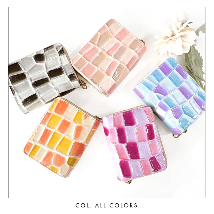 【財布の百貨店公式】 蛇腹 ダブルファスナー 財布 ステンドグラス 本革 カード収納 ミニ財布 小さい財布 使いやすい 牛革 革財布 ラウンド型財布 エナメル レディース 【安心の返品保証付き】