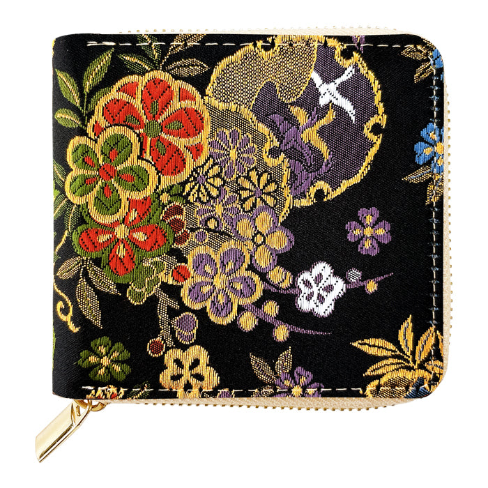 【財布の百貨店公式】西陣織 月影 ラウンド型 二つ折り財布 レディース メンズ 財布 ラウンドファスナー 小銭入れ コンパクト 和柄 日本製 【安心の返品保証付き】