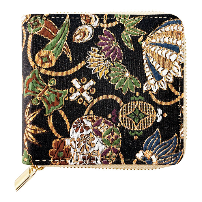 【財布の百貨店公式】西陣織 月影 ラウンド型 二つ折り財布 レディース メンズ 財布 ラウンドファスナー 小銭入れ コンパクト 和柄 日本製 【安心の返品保証付き】