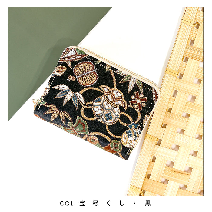 【財布の百貨店公式】 西陣織 月影 蛇腹 ダブルファスナー 財布 レディース メンズ カード収納 ミニ財布 小さい財布 ラウンド型財布 和 和柄 和風 【安心の返品保証付き】