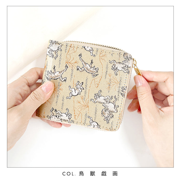 【財布の百貨店公式】西陣織 月影 ラウンド型 二つ折り財布 レディース メンズ 財布 ラウンドファスナー 小銭入れ コンパクト 和柄 日本製 【安心の返品保証付き】