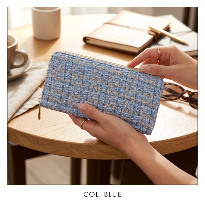 【財布の百貨店公式】 長財布 ツイード 財布 ラウンド型長財布 レディース カード収納 ツィード【安心の返品保証付き】